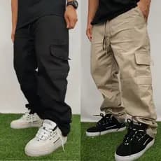 Kit 2 Calça Cargo Unissex - Masculino / Feminino Moda Streetwear Larga