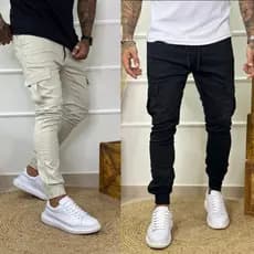 KIT 2 Calça Cargo Jogger Masculina Punho Elástico - ENVIO RÁPIDO