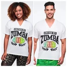 Zumba Fitness Dance Homens Mulheres Soltas Manga Curta Top Malha Bordado 1169