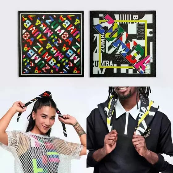 Zumba série novo estilo masculino feminino dança lenço quadrado lenço gravata cintura lenço Headwear 552