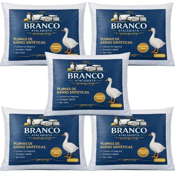 Travesseiros Premium Pluma de Ganso Hotel 70x50cm Macios Altos Luxo Antialérgicos Confortável