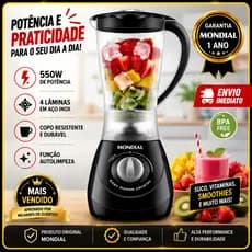 Liquidificador Mondial Easy Power 550W Preto 127V Prático e Potente para Cozinha Dia a Dia
