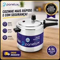 Panela de Pressão Panelux 4,5L Linha Classic Alto Brilho - Cozimento Rápido e Seguro