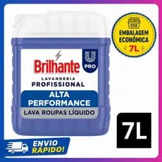 Sabão Líquido Brilhante Profissional Alta Performance 7 Litros Lava Roupas Rende Muito Tira Manchas
