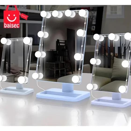 Luz De Espelho Com Led Camarim Maquiagem 10 Lampadas 3 Cores A3