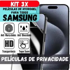 3 Películas De Hidrogel Privacidade Samsung Galaxy Todos Modelos A S M Ultra Note Plus Fe S25 S24 S23 S22 S21 S20 S10 S9