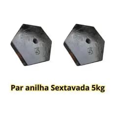 Par  de anilhas 5Kg- pintada- concreto-  (2 unidades) 2 Anilhas 10kg total - Peso de academia