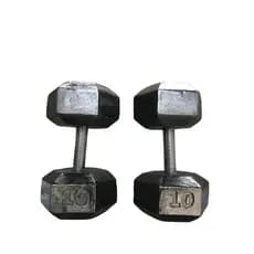Par Halter 10 kg Sextavado de Concreto "2 UNIDADE" - Treino em Casa - Pesos de Academia " Numerado"