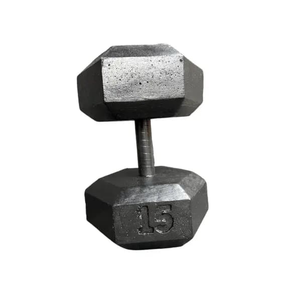 Halter de 15kg - unidade - de concreto - Halter sextavado - Peso de academia