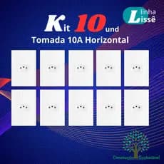 Kit 10 un Tomada Horizontal 10A 2p+t 4x2 Linha Lisse Apoio Branca - SBS