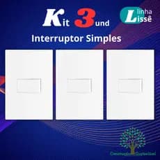 Kit 3 un Interruptor Simples 4x2 Linha Lisse Apoio Apagador Branco - SBS