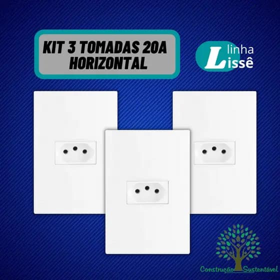 Kit 3 un Tomada Horizontal 20A 2p+t 4x2 Linha Lisse Apoio Branca