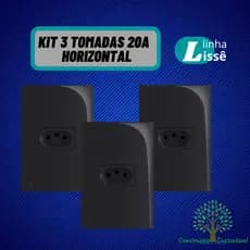 Kit 3 un Tomada Horizontal 20A 2p+t 4x2 Linha Lisse Apoio Preta