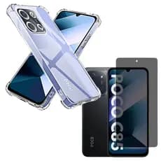 Capa capinha Anti Impacto Transparente + Película 3d 9d ou Privacidade Para Poco C85