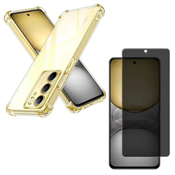 Capa capinha Anti Impacto + Película 3d 9d Priva P/ Realme C51, C53, C55, C61, C63, C73, C75, Note 50, Note 60, Note 70