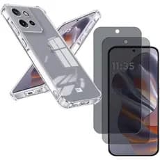 Capa capinha Anti Impacto Transparente + Película 3d 9d Privacidade Para Motorola Edge 60 Neo