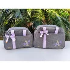 Kit bolsa maternidade 2 peças trapézio personalizadas G+M