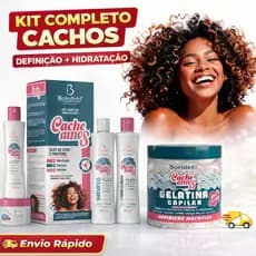 Kit Capilar Para Cachos Shampoo Condicionador Leave-in Máscara de Hidratação Gelatina Definição