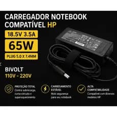 Fonte Carregador Compatível Notebook Hp 18.5v 3.5a 65w Pino Grosso Nova