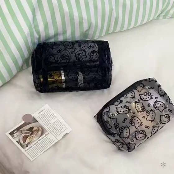 Necessaire Hello Kitty Nova com Rede - Necessaire Anti-Mancha de Grande Capacidade e Qualidade