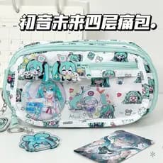 Hatsune Miku saco de canetas de quatro camadas miku saco de papel de alto valor para alunos saco de papel de lápis de gr