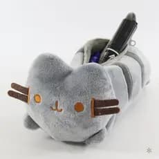 Estojo de Gato Cinza Gordo de Anime - Necessaire Escolar para Crianças, Presente Fofo