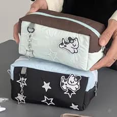 Estojo de Estrela e Cachorrinho - Grande Capacidade, Fofo Estilo Instagram, para Material Escolar