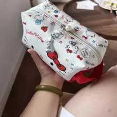 Necessaire Hello Kitty Fofa, Bolsa de Viagem Grande Capacidade com Alça, Organizador de Cosméticos e Toilette Portátil