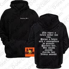 Moletom Blusa De Frio Racionais Grupo Hip-Hop Homenagem Não Espero o Futuro Mudar Sua Vida Estampado