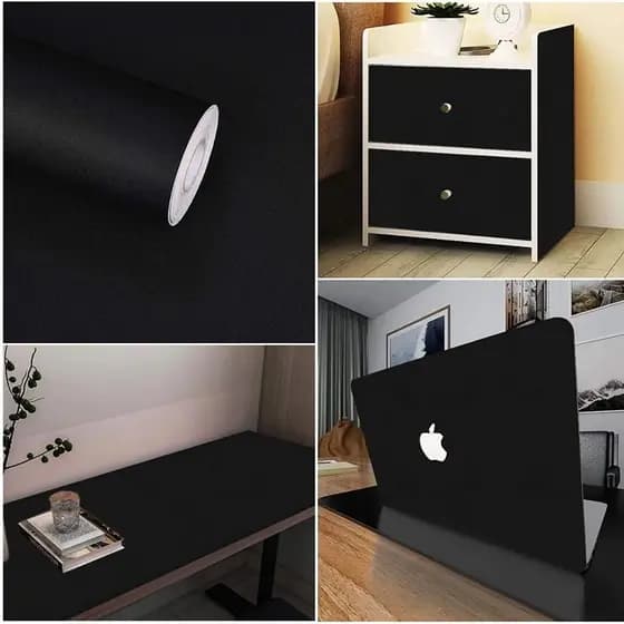 Papel Adesivo Envelopamento Geladeira Preto Blackout 1M X 45CM