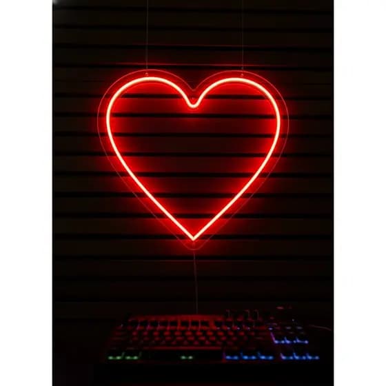 Coração LED Neon 50 cm - Decoração Romântica e Aconchegante!