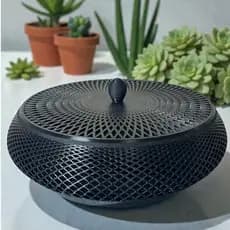 Porta Objetos Decorativo com Tampa Vazada Organizador de Mesa Moderno