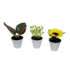 kit c/03 mini vaso lembrancinha decoração aniversário flor artificial realista 12cm