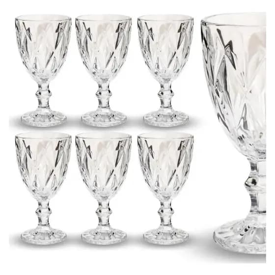 Jogo c/ 06 Taças Vidro Vinho/Agua 330ml Diamond Transparente
