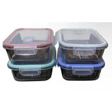 kit 4 Potes Vidro Herméticos 700ml Marmita Transparente c/Tampa