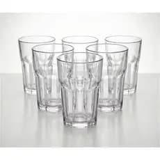 Jogo 06 Copos Vidro Grosso 310ml Transparente Ideal Agua Suco Drink Vitaminas