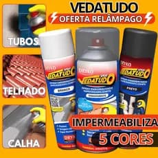 Spray vedatudo Impermeabilizante 400ml Borracha Líquida Manta Vazamentos Preto Branco Incolor