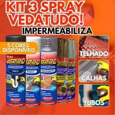 Vedatudo Spray Impermeabilizante Borracha Liquida 400ml 100ml Dryko Reparos Vazamentos Preto Branco Incolor