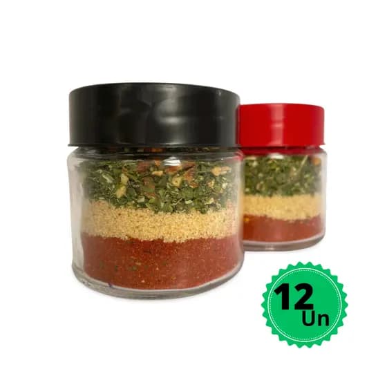 KIT c/12 Vidros Mini Belém 150ml + Tampas Plásticas - Multiuso