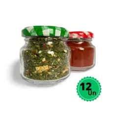 KIT c/12 Potes de Vidro Papinha 120ml p/Geleias, Doces, Conservas, Temperos, Compotas (POTES+TAMPAS+LACRES)
