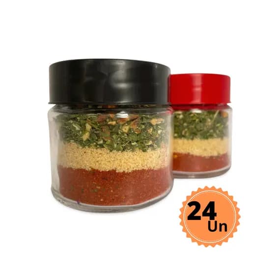 KIT c/24 Vidros Mini Belém 150ml + Tampas Plásticas - Multiuso