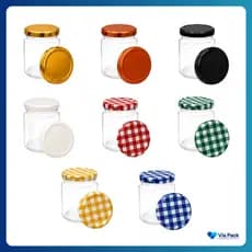 Kit Potes de Vidros Belem 240ml com Tampas Metálicas  Lacres Para Geleias Doces Conservas
