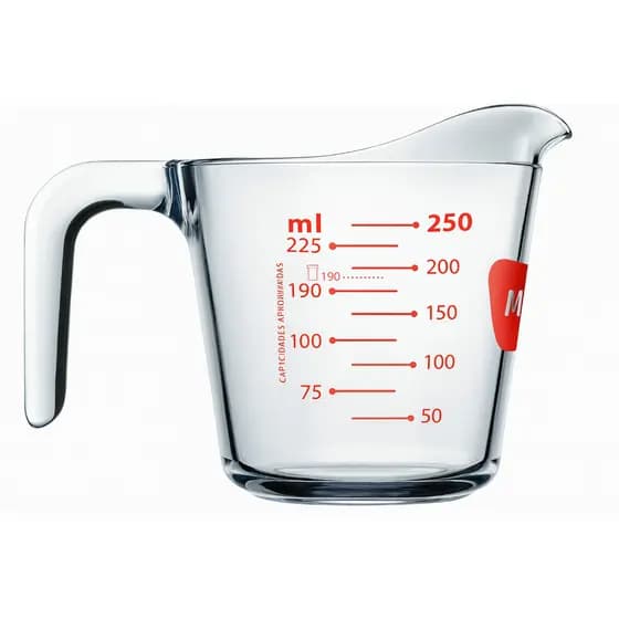Jarra Medidora de Vidro Marinex 250ml 500ml – Resistente, Graduado e com Bico Dosador