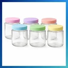 Kit Potes Vidro 200ml para Leite Materno Papinha Tampa BPA Free Coloridas Nadir Figueiredo Belem
