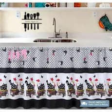 Cortina de Pia Casa e Decoração- Tamanhos 140x80 ou 200x80 cm - Várias Estampas