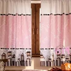 Cortina De Cozinha Para Vitro casa e decoração 200cm X 130cm - CAFÉ ROSA