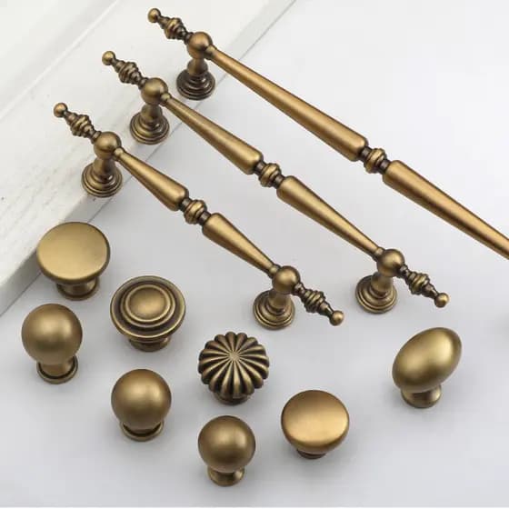 Puxador de Guarda-Roupa em Bronze Antigo Estilo Francês Minimalista Puxador de Porta de Armário de Sapatos Nórdico Puxad