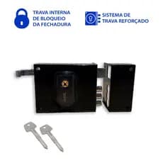 Fechadura para Portão Sobrepor Manual AGL – Chave Simples ou Tetra - Preto ou Branco
