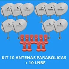 Kit 10 antenas parabólicas digitais 60cm Vivensis com ou sem LNBF simples
