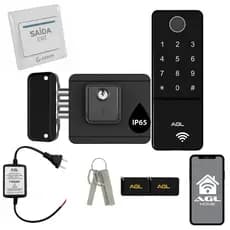 Kit Fechadura externa IP65 AGL Ultra Touch com Biometria, TAG, Senha + Botoeira